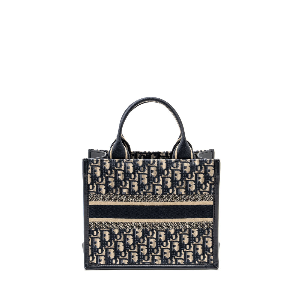 DIOR SMALL BOOK TOTE BLUE OBLIQUE EMBROIDERY/CALFSKIN GHW