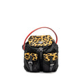 PRADA NYLON SHOULDER BAG WITH OSTRICH HANDLE BLACK / MULTICOLOUR SHW