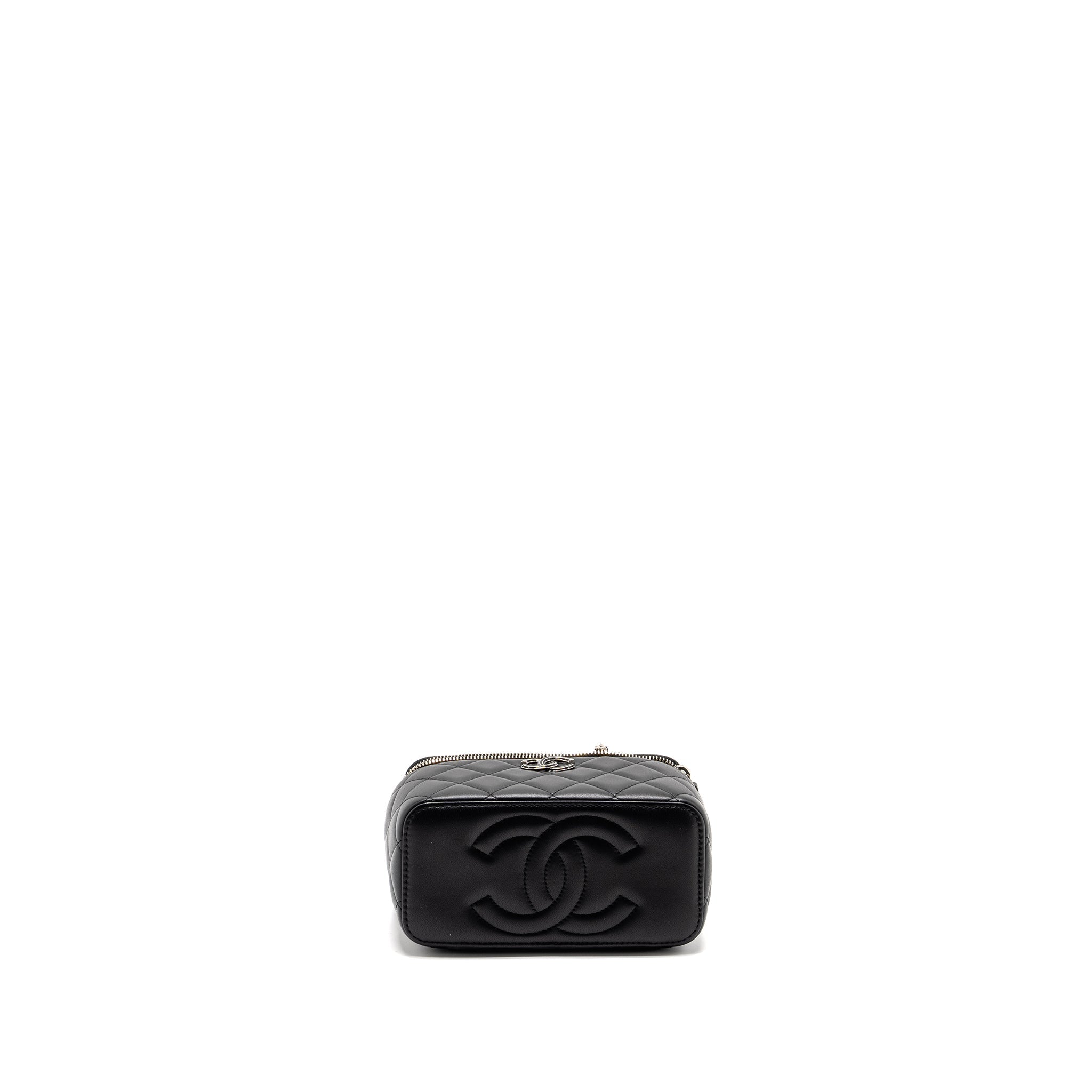 CHANEL TOP HANDLE LONG VANITY CASE LAMBSKIN BLACK SHW (MICROCHIP)
