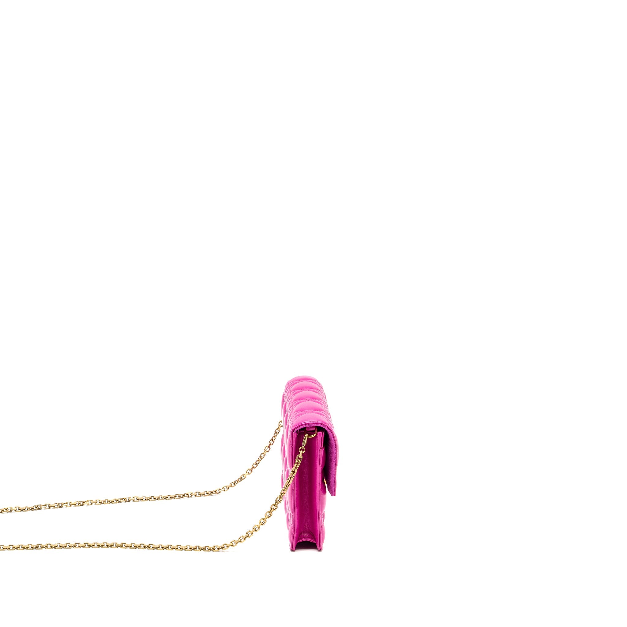 DIOR DIORADDICT WALLET ON CHAIN LAMBSKIN PINK GHW