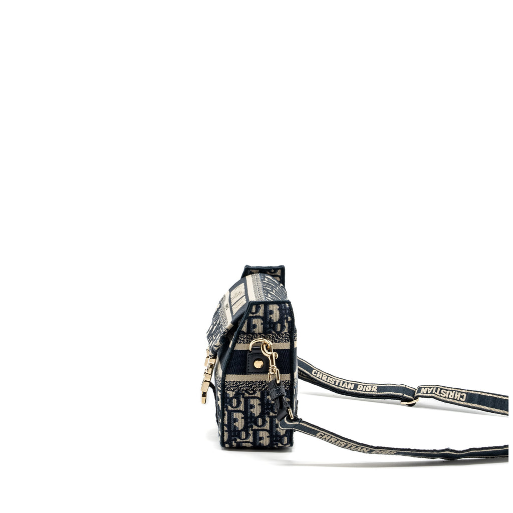 DIOR SMALL DIORCAMP BAG BLUE DIOR OBLIQUE EMBROIDERY GHW
