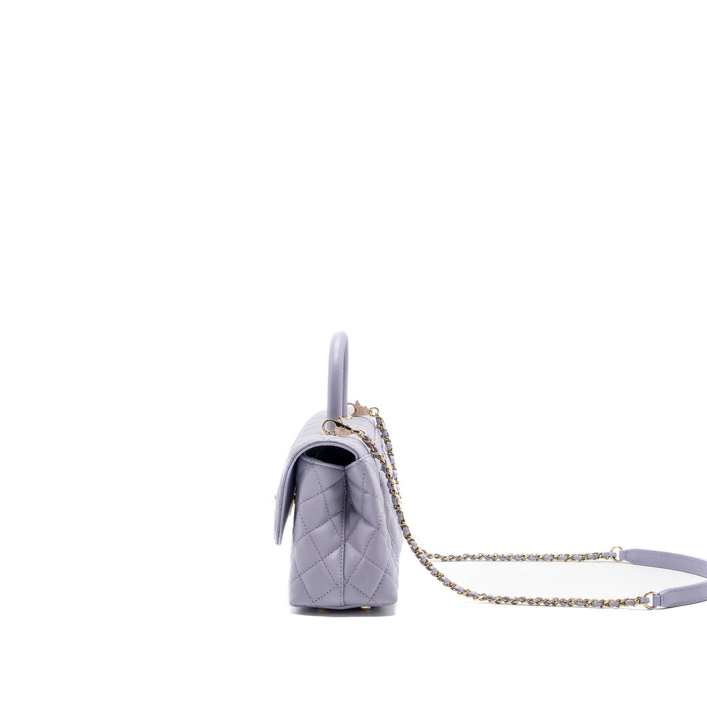 CHANEL SMALL COCO HANDLE CAVIAR LIGHT PURPLE LGHW (MICROCHIP)