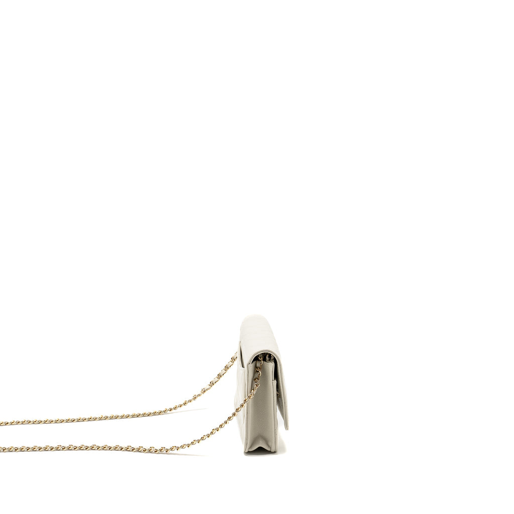 CHANEL CLASSIC WALLET ON CHAIN CAVIAR CREAMY WHITE LGHW(MICROCHIP)