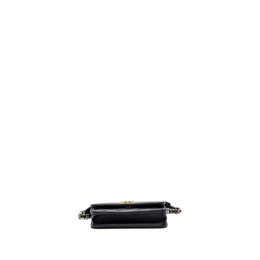 CHANEL MINI 19 WALLET ON CHAIN LAMBSKIN BLACK MULTICOLOUR HARDWARE (MICROCHIP)