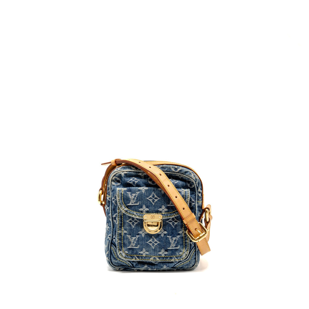 LOUIS VUITTON VINTAGE DENIM CAMERA BAG MONOGRAM BLUE DENIM GHW