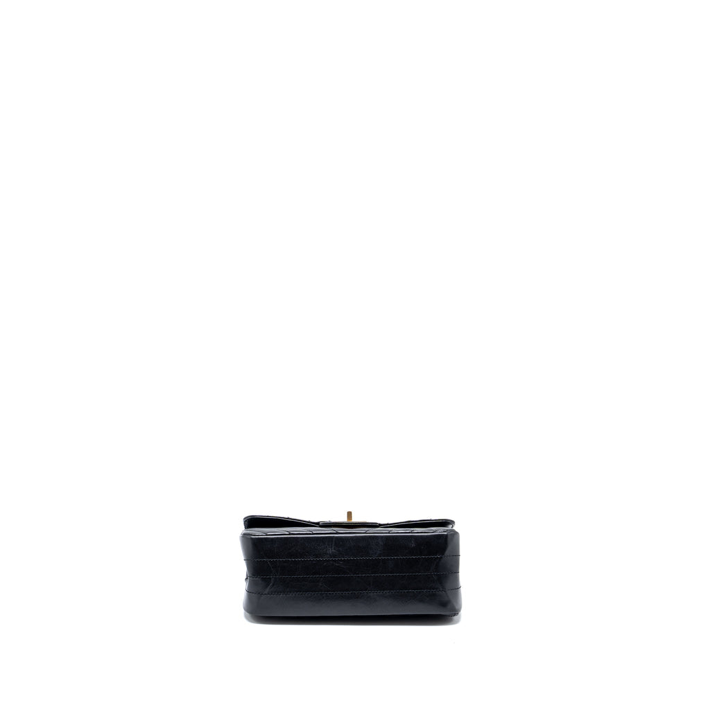 CHANEL MINI 2.55 REISSUE FLAP BAG CHEVRON AGED CALFSKIN BLACK GHW (MICROCHIP)