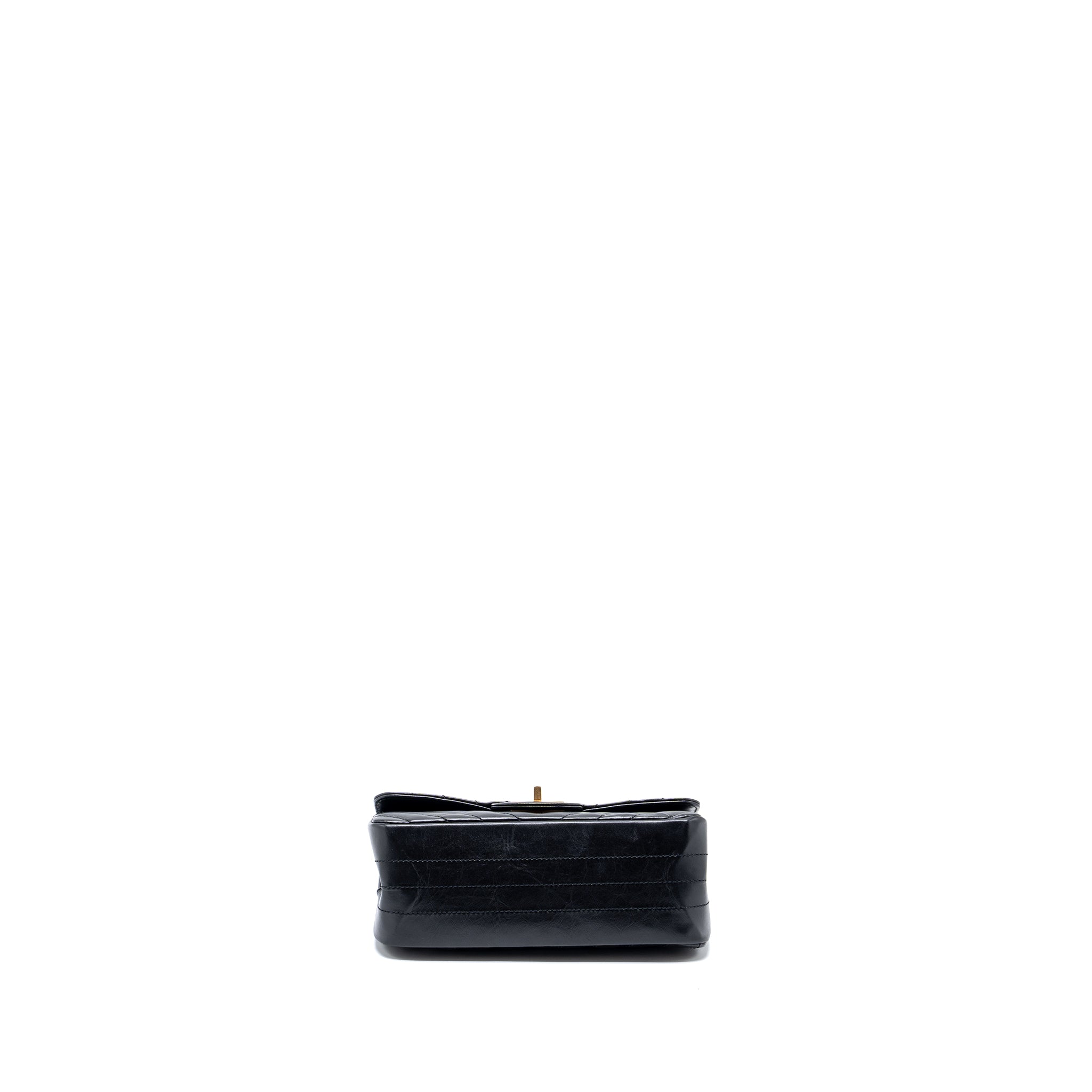 CHANEL MINI 2.55 REISSUE FLAP BAG CHEVRON AGED CALFSKIN BLACK GHW (MICROCHIP)