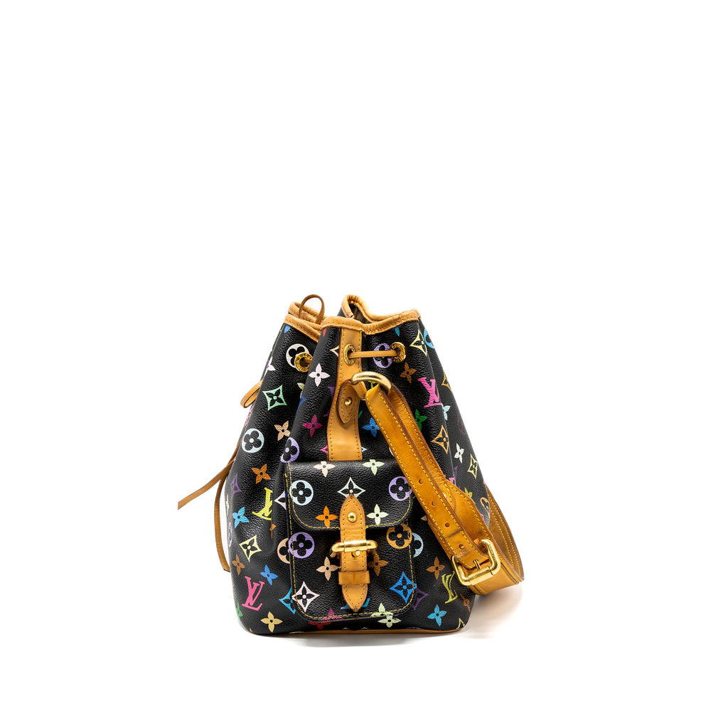 LOUIS VUITTON PETIT NOE BLACK MULTICOLOUR MONOGRAM CANVAS GHW