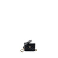 CHANEL MINI FLAP CARD HOLDER WITH RIBBON CHAIN LAMBSKIN BLACK LGHW