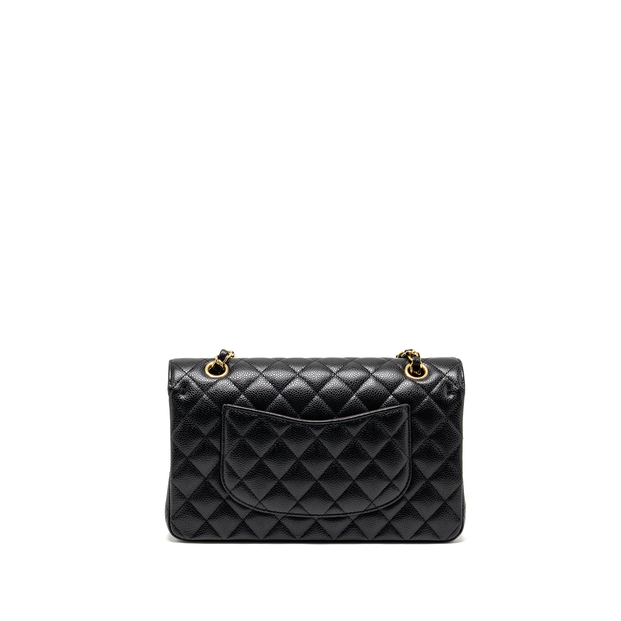 CHANEL MEDIUM CLASSIC DOUBLE  FLAP BAG CAVIAR  BLACK GHW