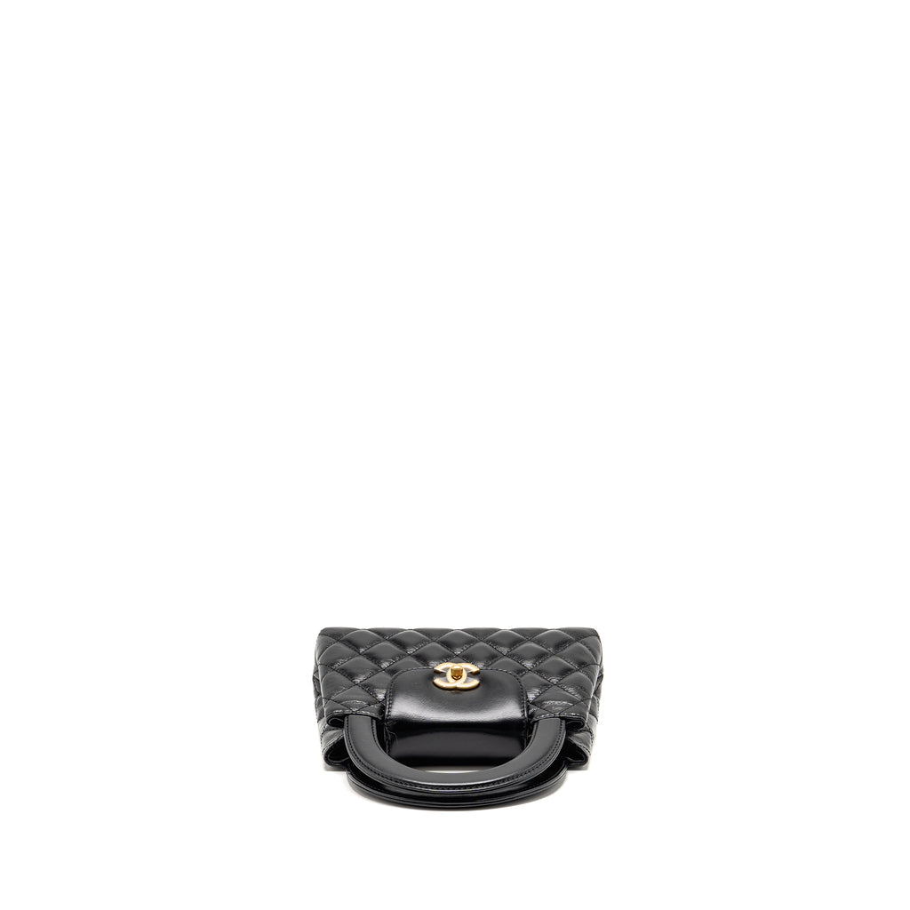 CHANEL MINI KELLY SHOPPING TOTE BAG CALFSKIN BLACK GHW (MICROCHIP)