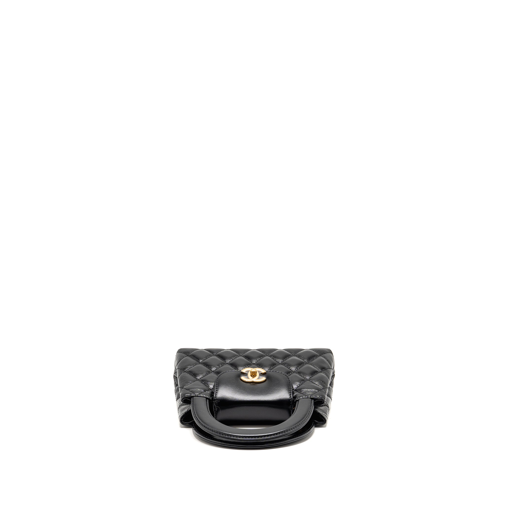 CHANEL MINI KELLY SHOPPING TOTE BAG CALFSKIN BLACK GHW (MICROCHIP)