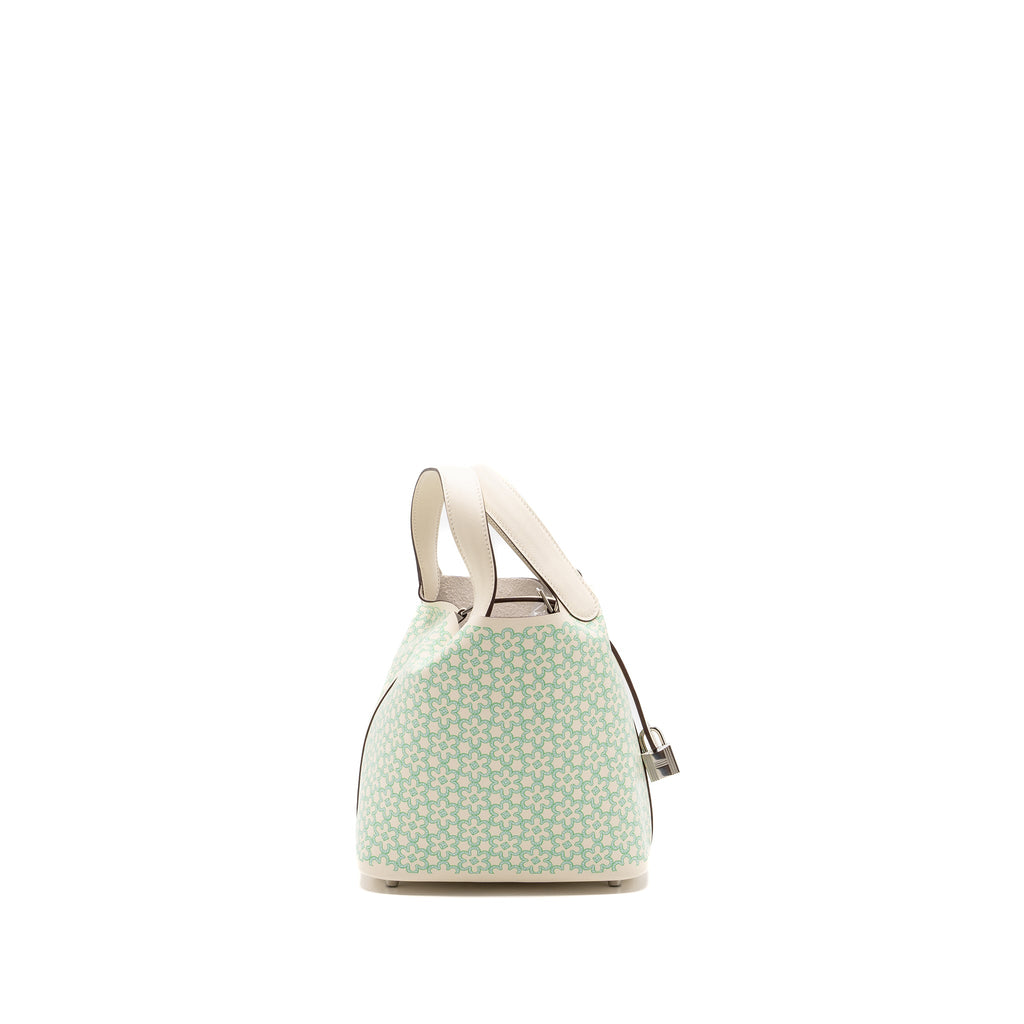 HERMES PICOTIN 18 LUCKY DAISY LOCK BAG SWIFT NATA/VERT/BLANC SHW