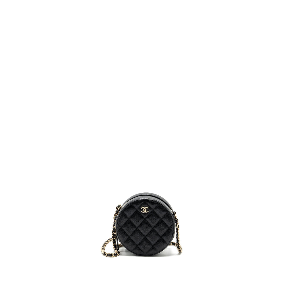 CHANEL ROUND CLUTCH WITH CHAIN CAVIAR BLACK LGHW