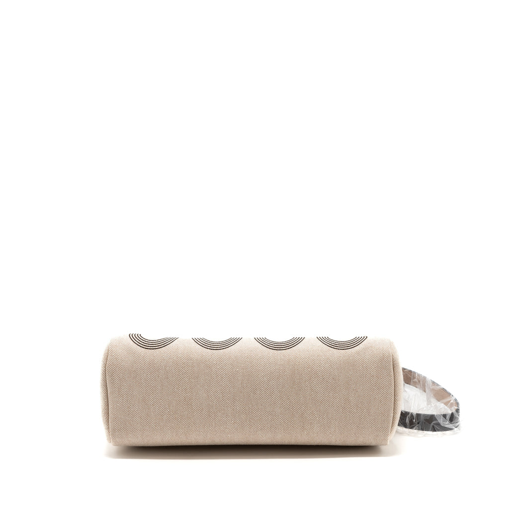 HERMES HERBAG 31 ZIP BAG TOILE H PLUME HUNTER/ CANVAS EBENE/ ECRU/ BEIGE/ EBENE SHW
