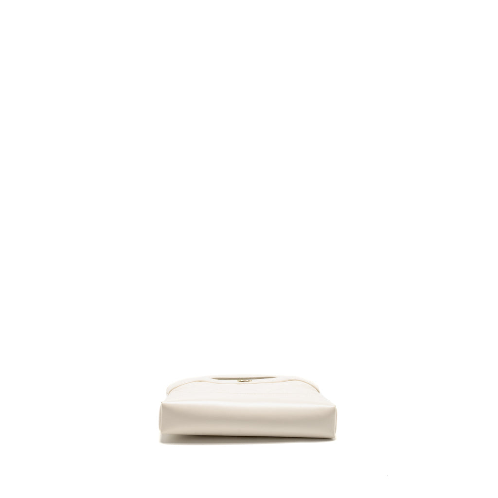 CHANEL MINI 31 CLUTCH WITH CHAIN SHINY LAMBSKIN WHITE LGHW (MICROCHIP)