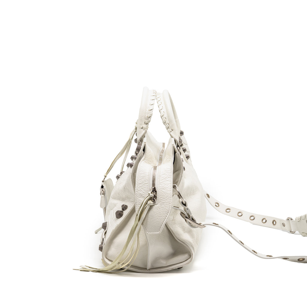 BALENCIAGA NEO CAJOLE CITY SHOULDER BAG LEATHER WHITE SHW
