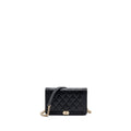 CHANEL BOY WALLET ON CHAIN CAVIAR BLACK LGHW (MICROCHIP)