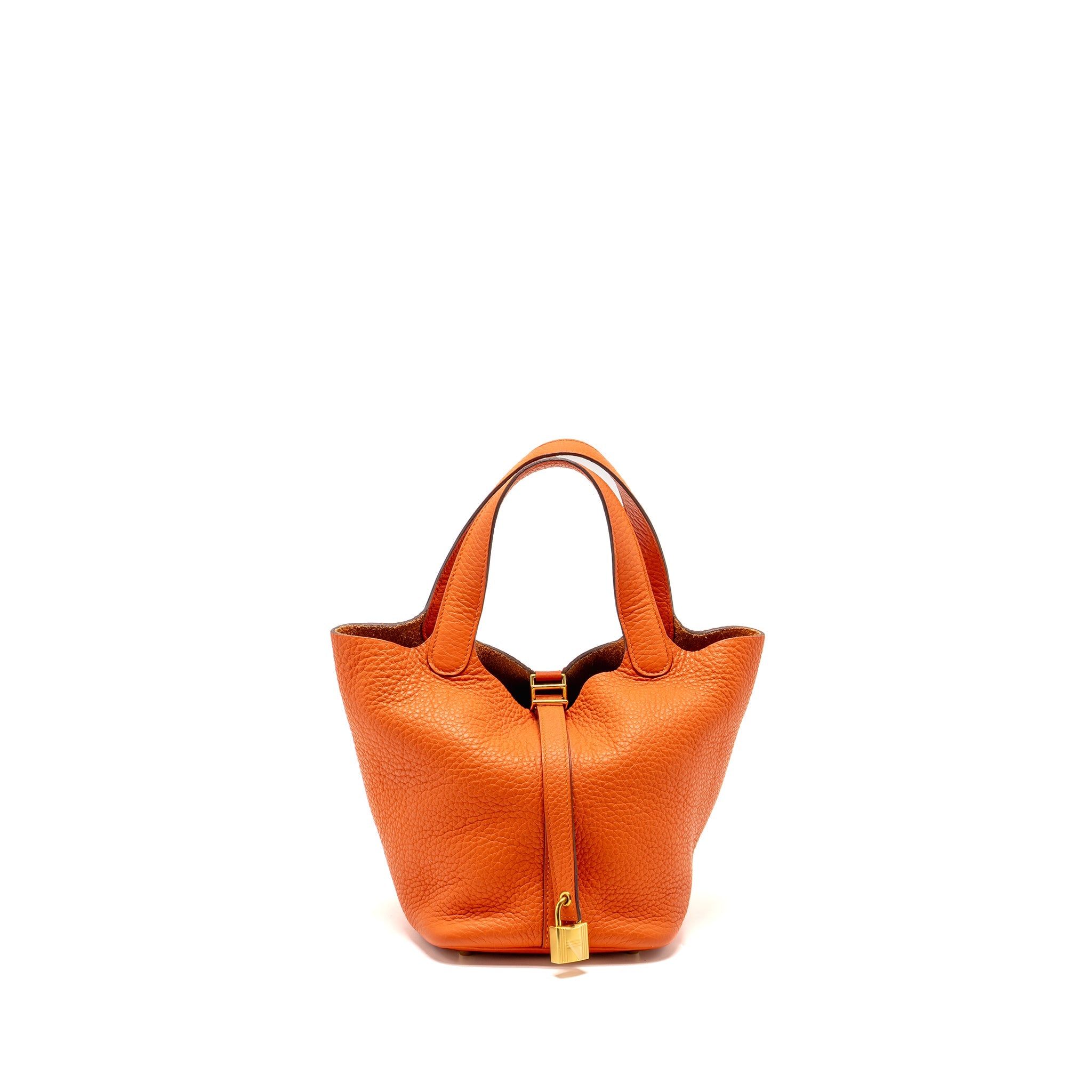 HERMES PICOTIN 18 LOCK BAG CLEMENCE ORANGE GHW