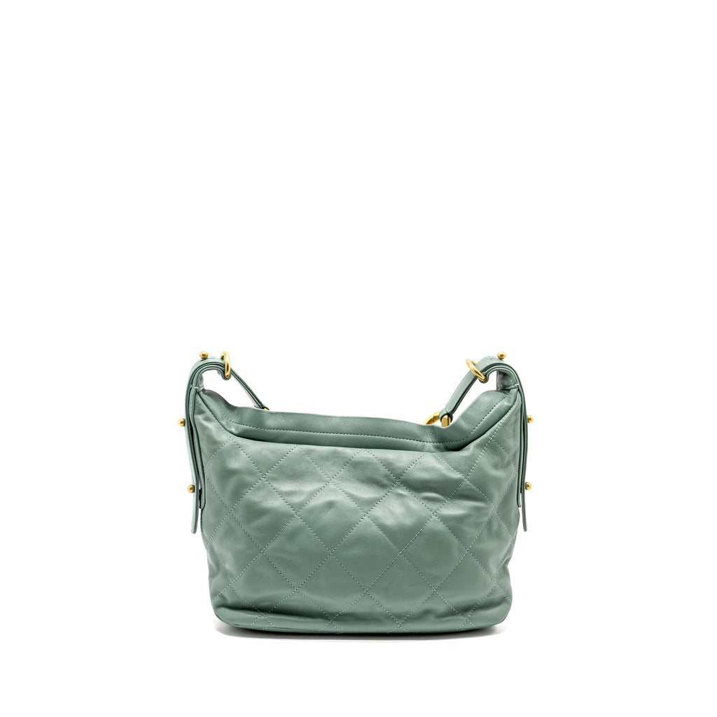 CHANEL 22C HOBO BAG WITH GIANT CHAIN CALFSKIN GREEN GHW (MICROCHIP)