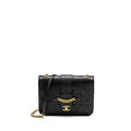 CHANEL GRAPHIC CHIC FRONT CHAIN QUILTED FLAP BAG SHEEPSKIN BLACK GHW