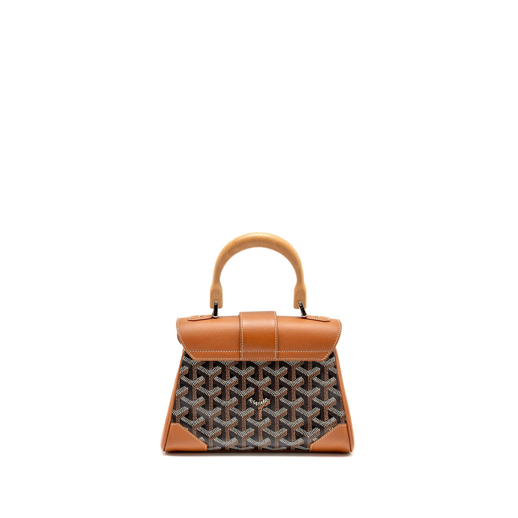 GOYARD MINI SAIGON GOYARDINE CANVAS/CALFSKIN BLACK/TAN SHW