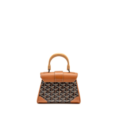 GOYARD MINI SAIGON GOYARDINE CANVAS/CALFSKIN BLACK/TAN SHW