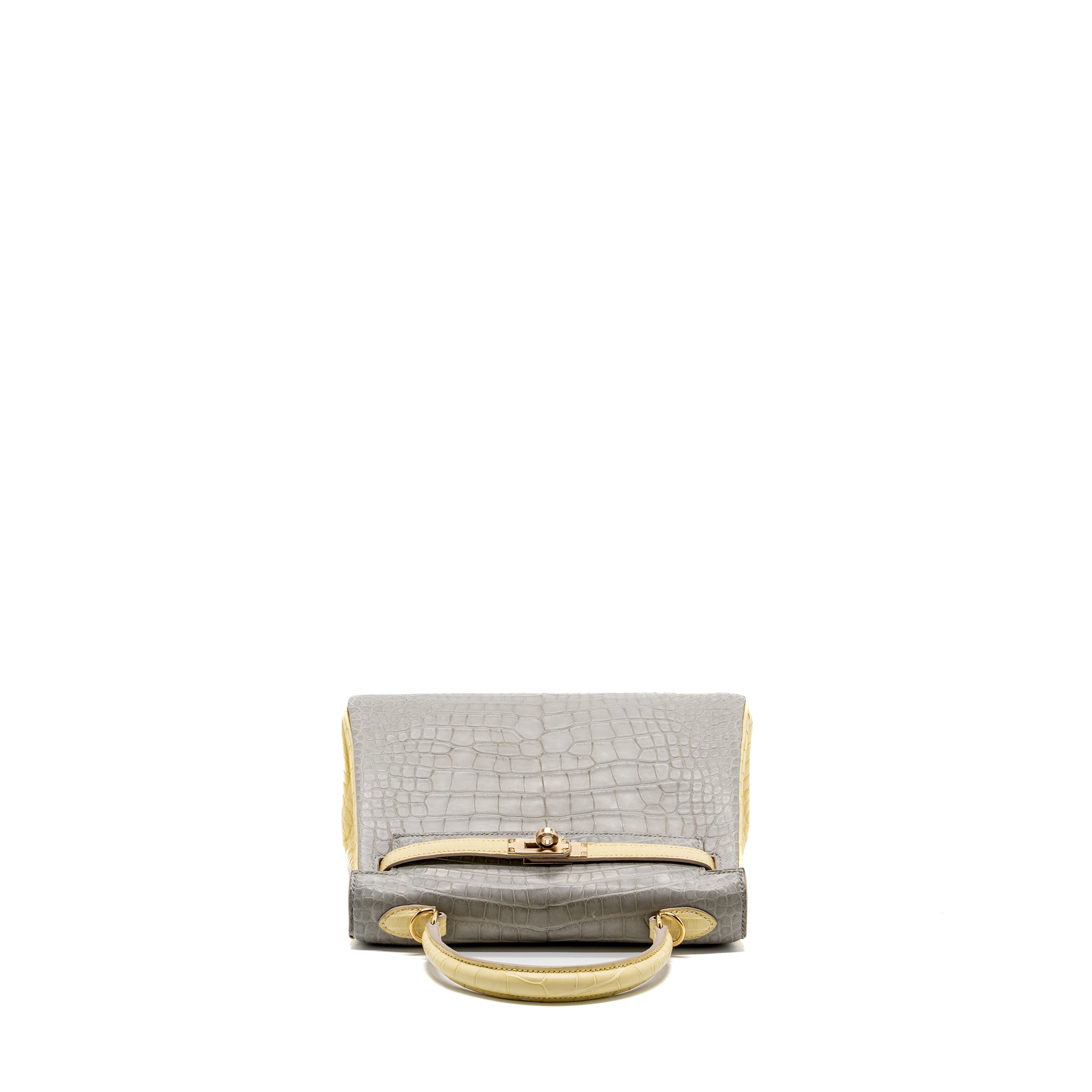 HERMES KELLY 25 ALLIGATOR MISSISSIPPIENSIS MATT GRIS PERLE / VANIELLE LGHW