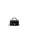CHANEL TOP HANDLE MINI RECTANGULAR FLAP BAG LAMBSKIN BLACK LGHW (MICROCHIP)