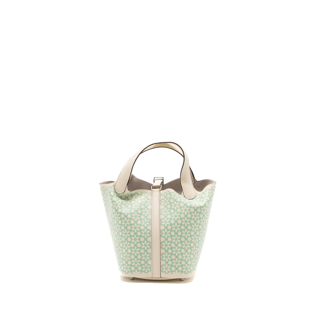 HERMES PICOTIN 18 LUCKY DAISY LOCK BAG SWIFT NATA/VERT/BLANC SHW