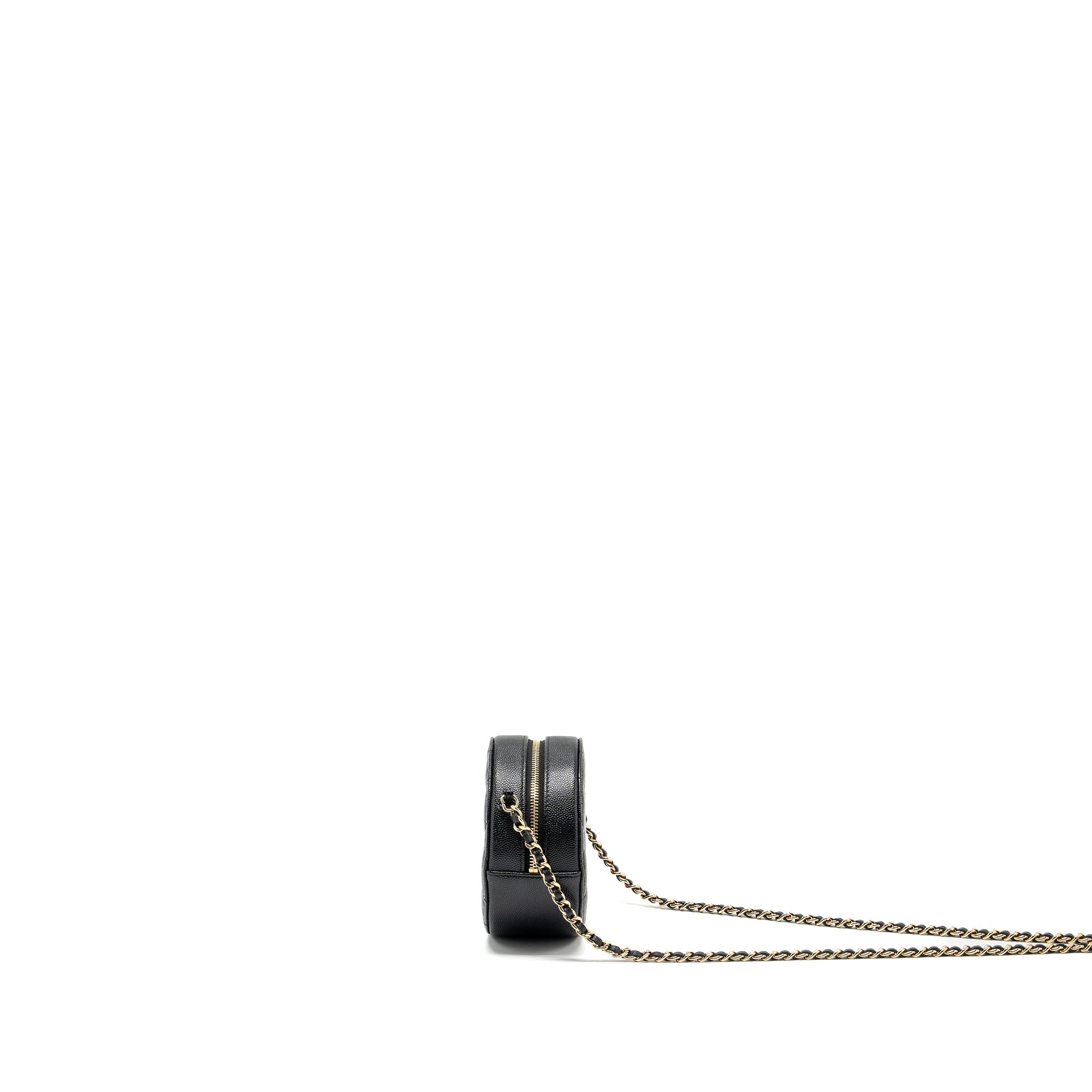 CHANEL ROUND CLUTCH WITH CHAIN CAVIAR BLACK LGHW