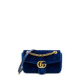 GUCCI GG MARMONT SHOULDER BAG VELVET BLUE GHW