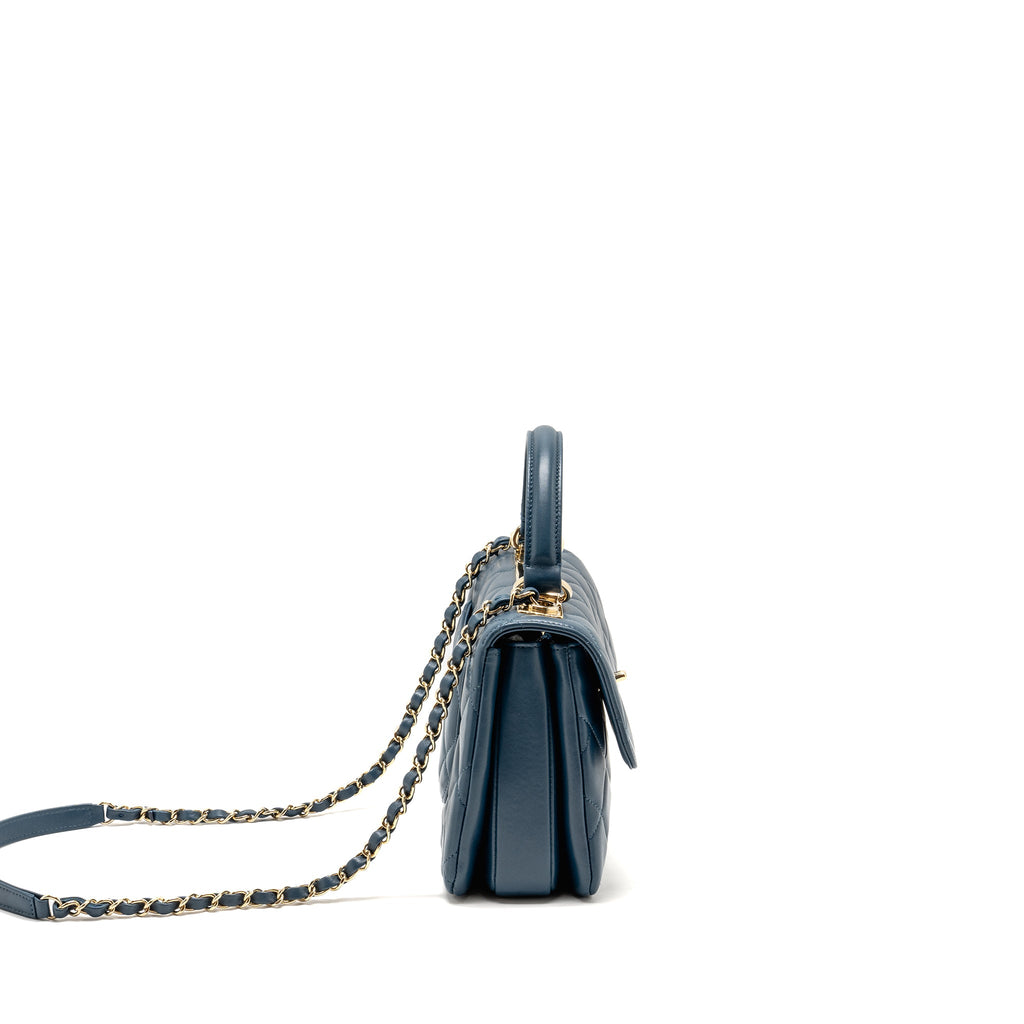 CHANEL SMALL TRENDY CC FLAP BAG LAMBSKIN BLUE LGHW