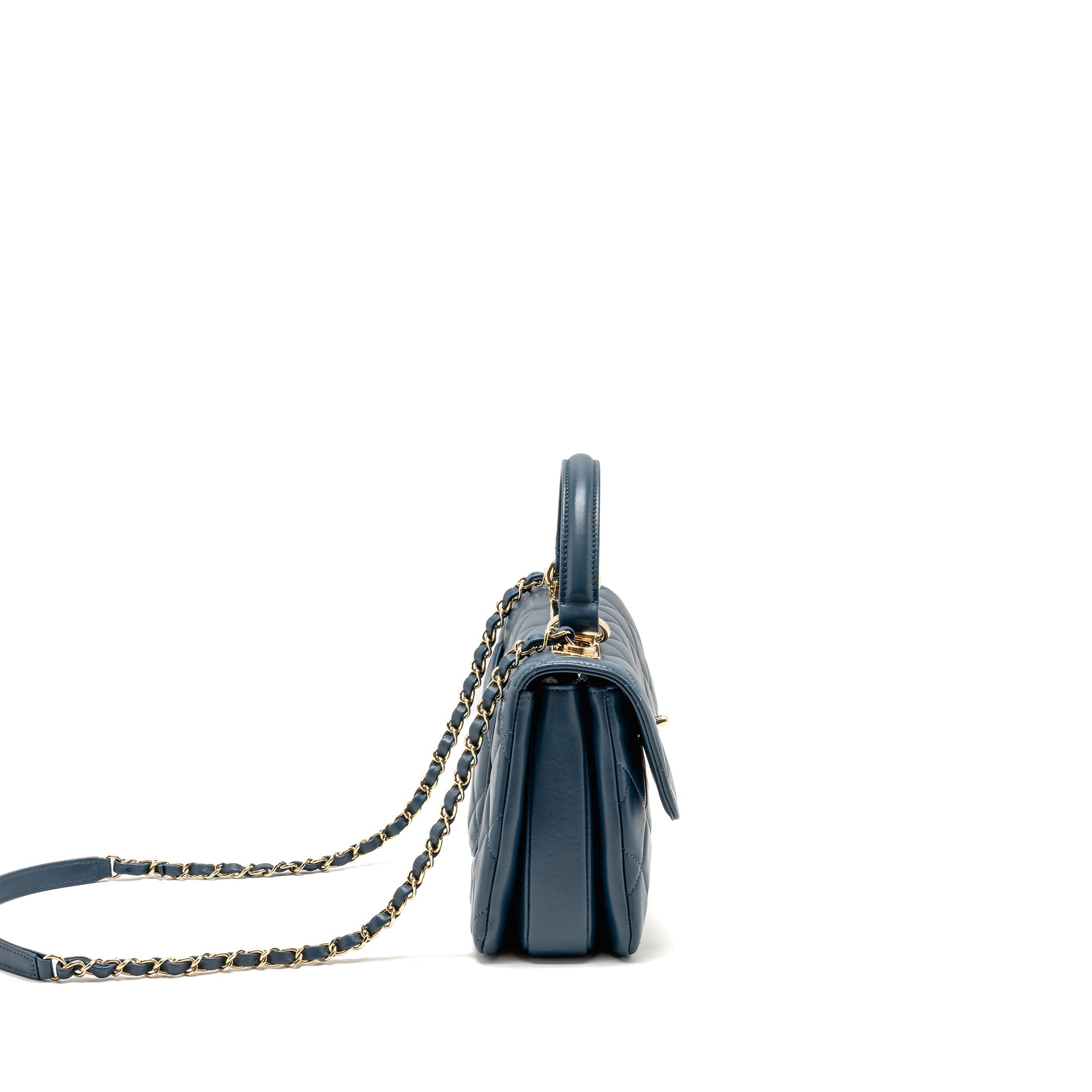 CHANEL SMALL TRENDY CC FLAP BAG LAMBSKIN BLUE LGHW