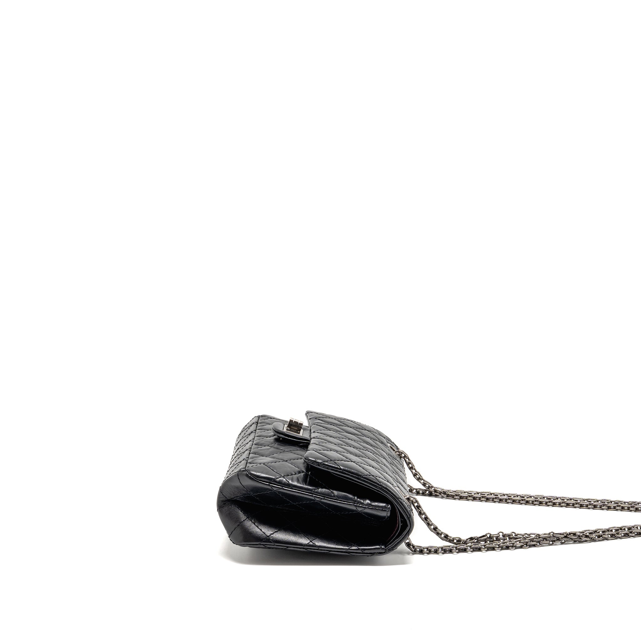 CHANEL SMALL 2.55 REISSUE FLAP BAG AGED CALFSKIN BLACK SHW
