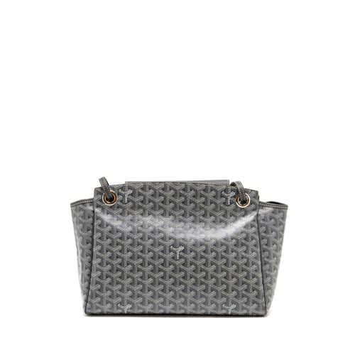GOYARD ROUETTE SOUPLE PM BAG GOYARDLINE CANVAS / CALFSKIN GREY SHW
