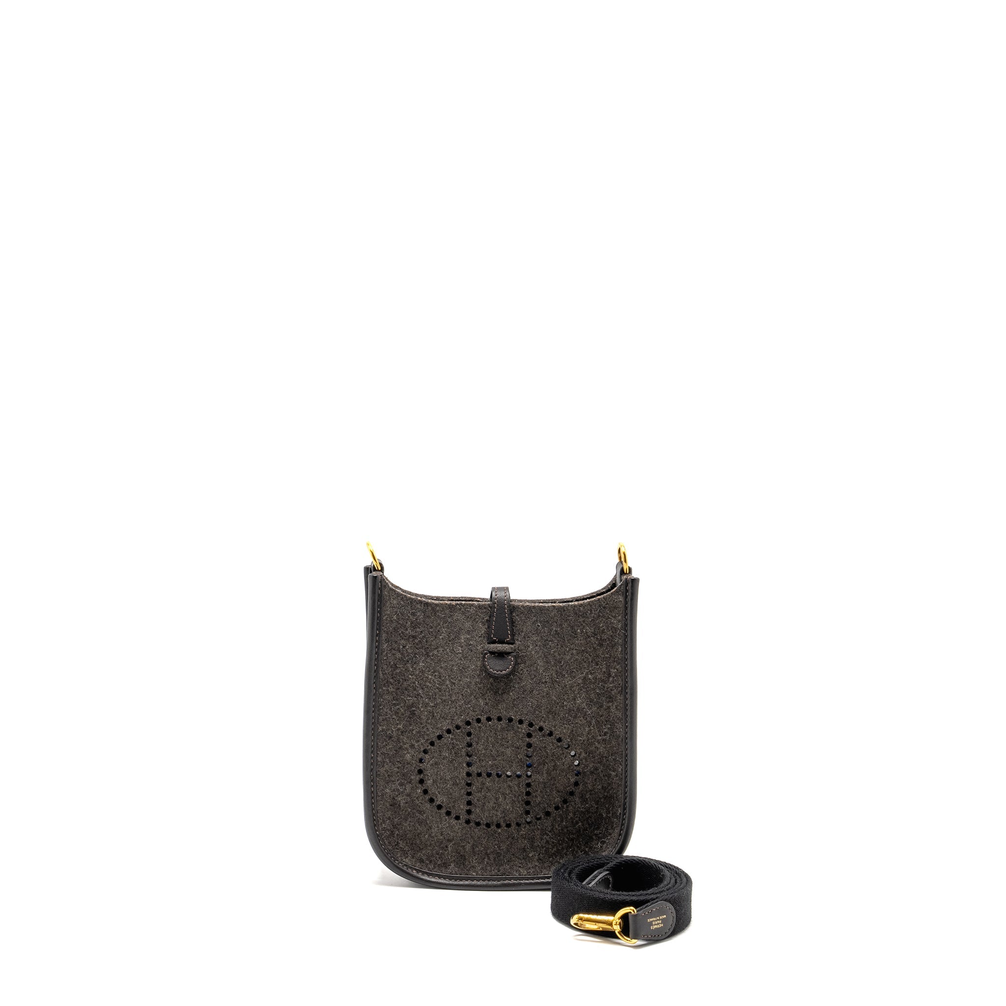 HERMES MINI EVELYNE FEUTRE/SWIFT/SANGLE WOOL EBENE