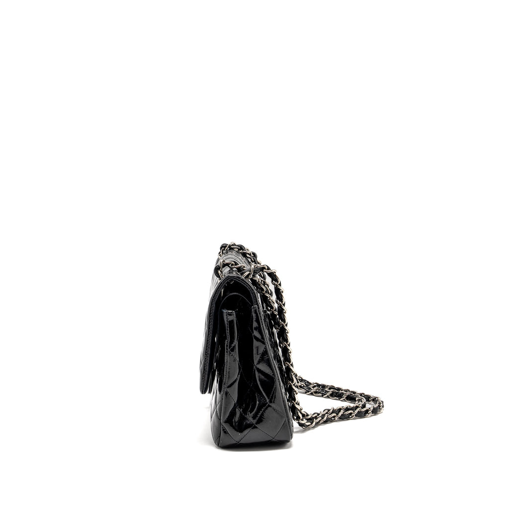 CHANEL JUMBO CLASSIC DOUBLE FLAP BAG PATENT BLACK SHW