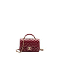 CHANEL TOP HANDLE MINI RECTANGULAR FLAP BAG LAMBSKIN BURGUNDY LGHW (MICROCHIP)