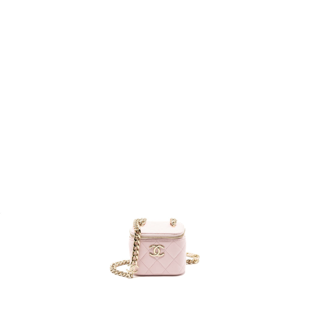 CHANEL MINI VANITY CASE WITH GIANT CHAIN LAMBSKIN PINK LGHW
