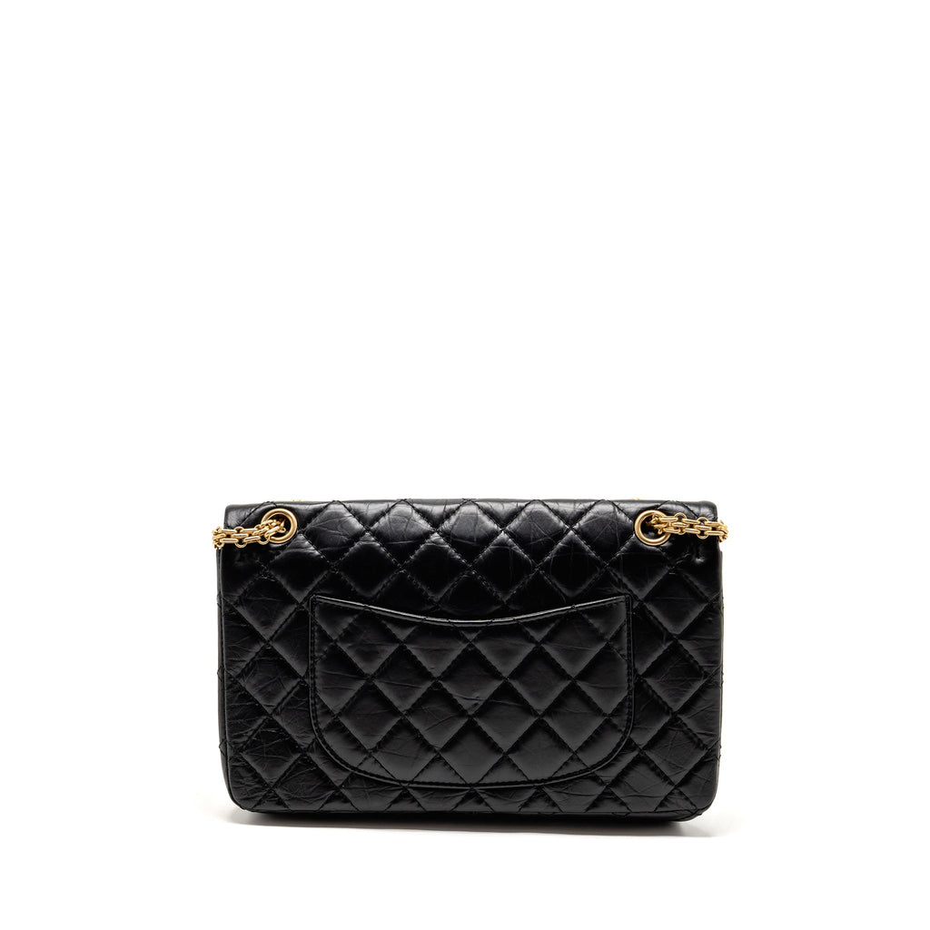 CHANEL LARGE 2.55 REISSUE FLAP BAG AGED CALFSKIN BLACK GHW