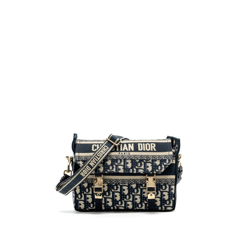 DIOR SMALL DIORCAMP BAG BLUE DIOR OBLIQUE EMBROIDERY GHW
