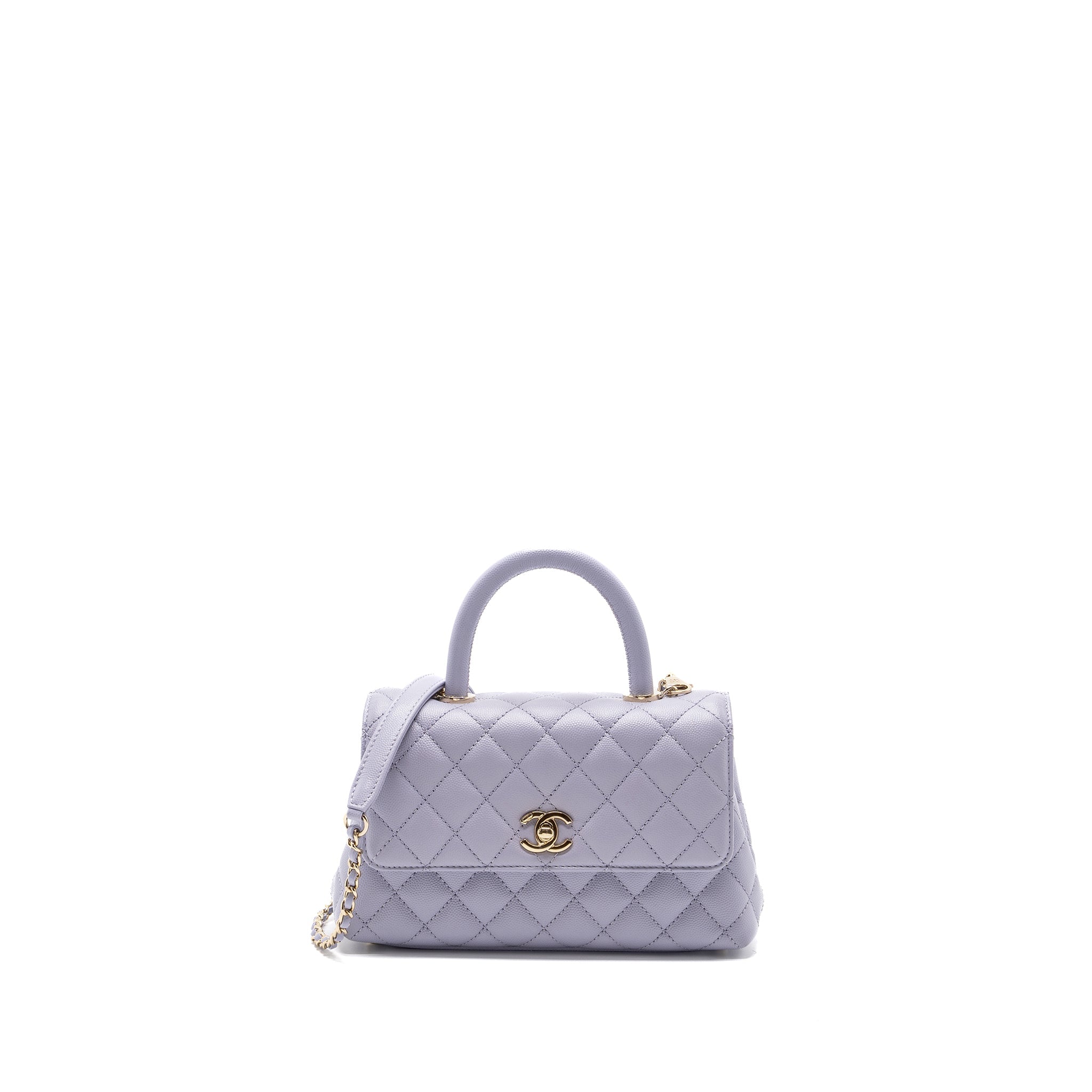 CHANEL SMALL COCO HANDLE CAVIAR LIGHT PURPLE LGHW (MICROCHIP)