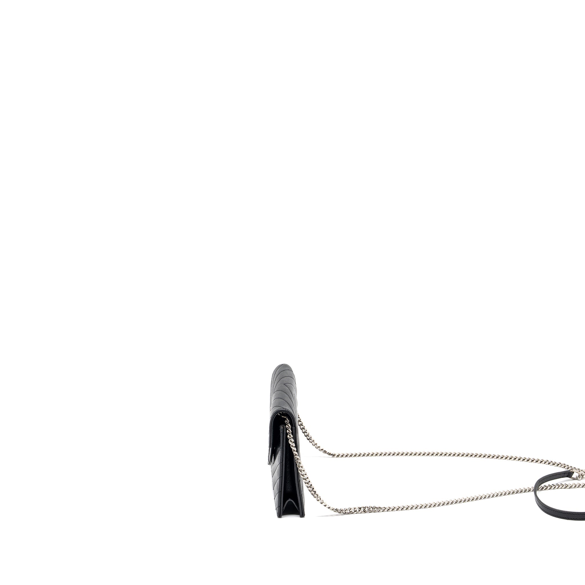 SAINT LAURENT ENVELOPE WALLET ON CHAIN GRAINED CALFSKIN BLACK SHW