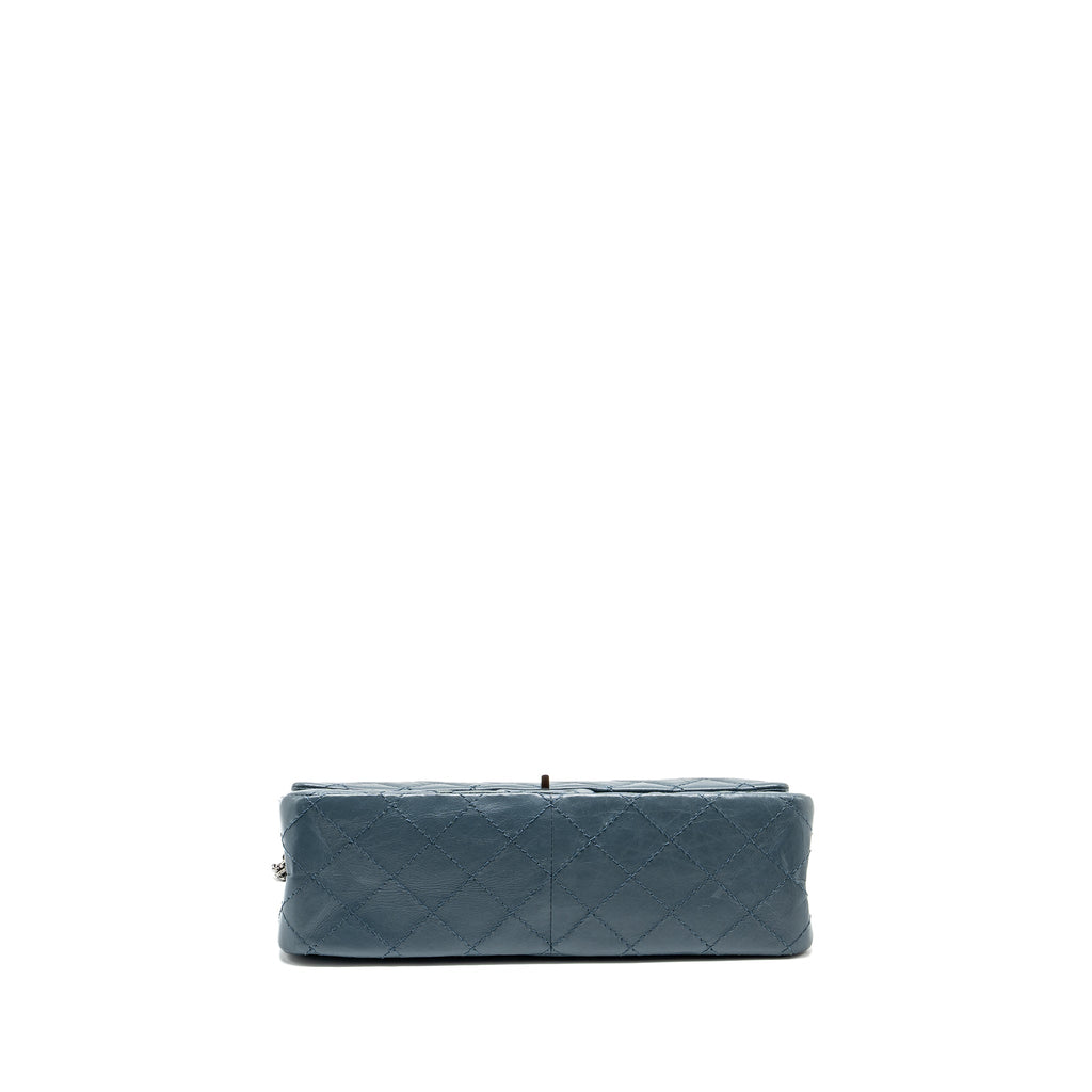 CHANEL LARGE 2.55 REISSUE FLAP BAG AGED CALFSKIN PETROL BLUE RUTHENIUM HARDWARE