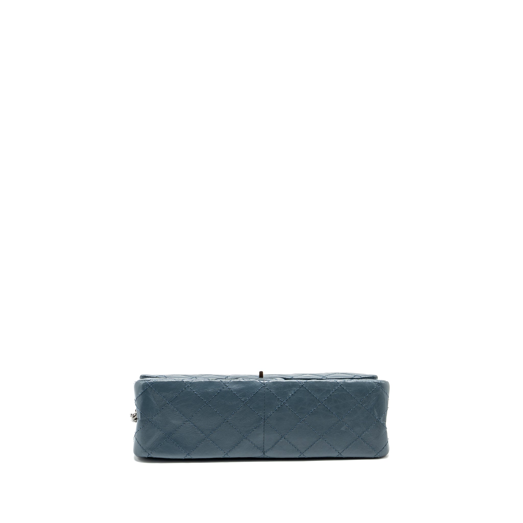 CHANEL LARGE 2.55 REISSUE FLAP BAG AGED CALFSKIN PETROL BLUE RUTHENIUM HARDWARE