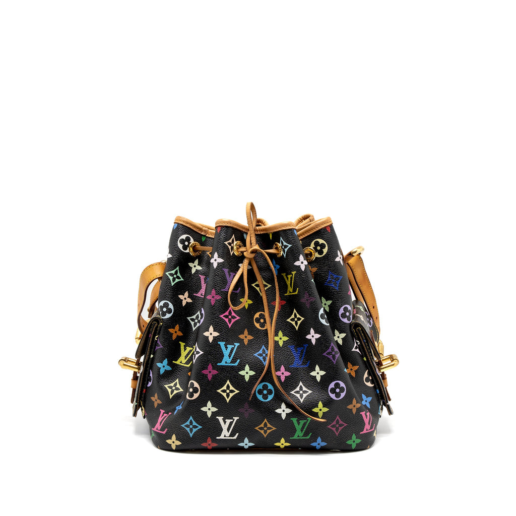 LOUIS VUITTON PETIT NOE BLACK MULTICOLOUR MONOGRAM CANVAS GHW