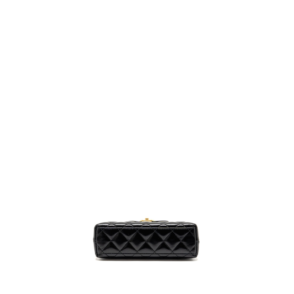 CHANEL MINI KELLY SHOPPING TOTE BAG CALFSKIN BLACK GHW (MICROCHIP)