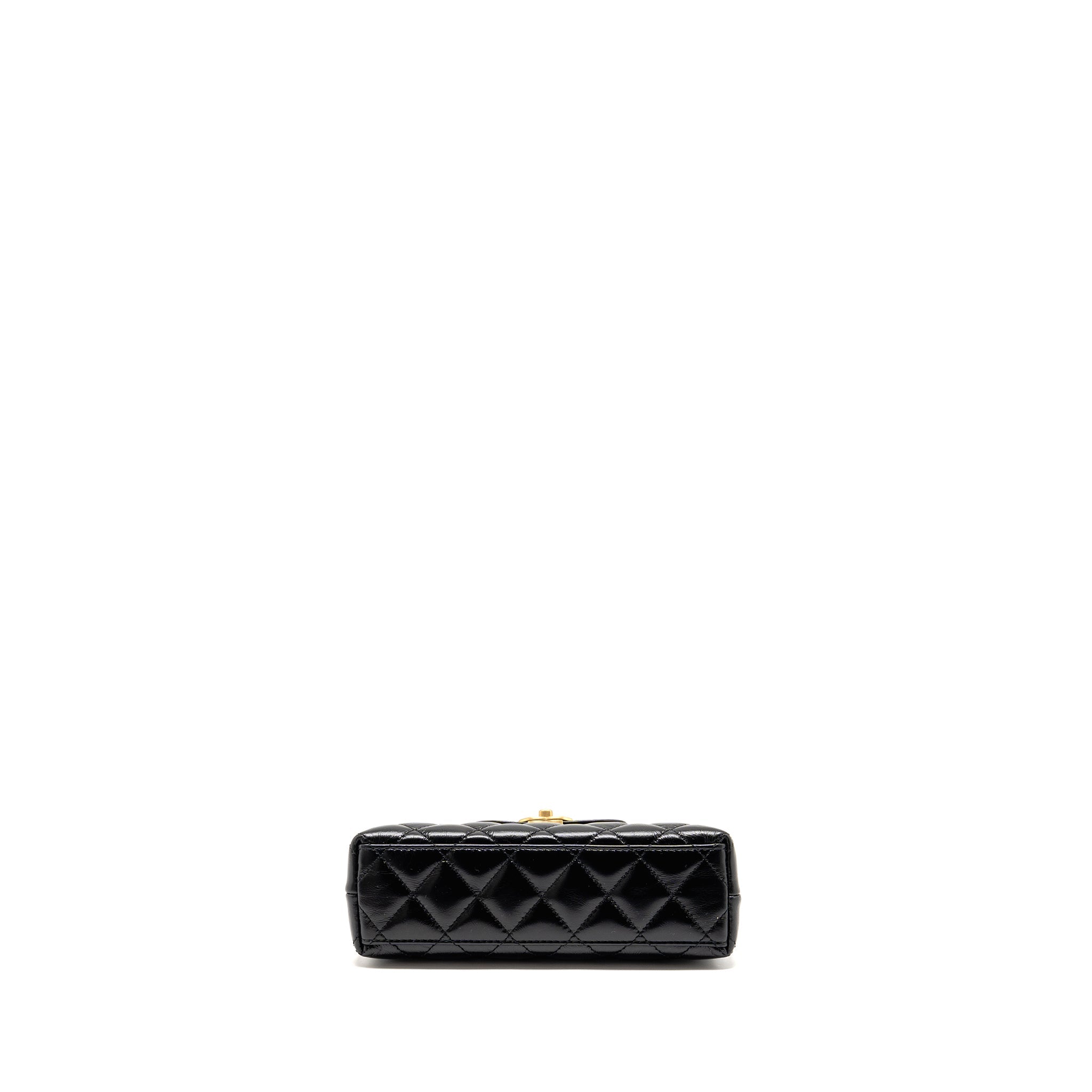 CHANEL MINI KELLY SHOPPING TOTE BAG CALFSKIN BLACK GHW (MICROCHIP)