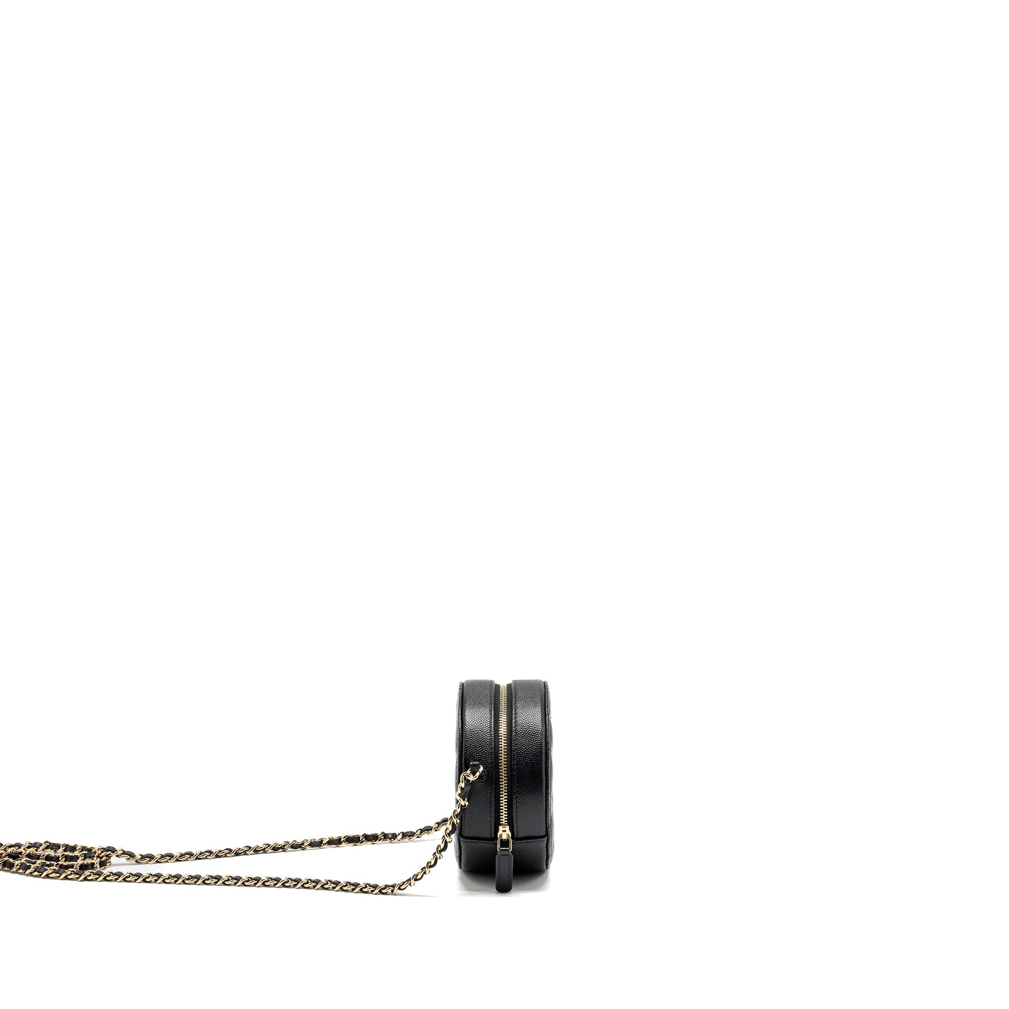 CHANEL ROUND CLUTCH WITH CHAIN CAVIAR BLACK LGHW